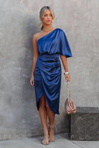 Heading Out For The Day One Shoulder Midi Dress
