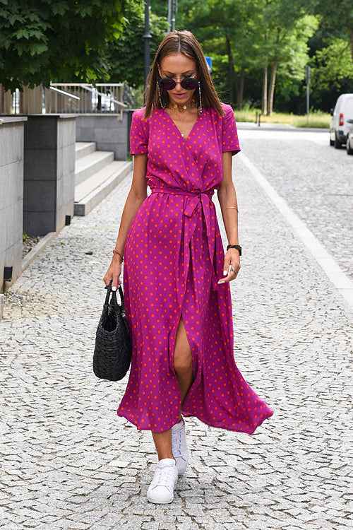 Do What You Affection Print High-Slit Maxi Dress