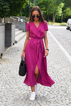 Do What You Affection Print High-Slit Maxi Dress
