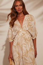 Mykonos Mood V-Neck Printed Maxi Dress