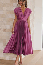 A New Day V-Neck Pleated Midi Dress