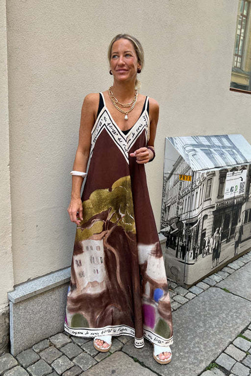 Wondrous Muse V-Neck Printed Maxi Dress