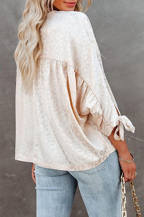 Charming New Day Print Babydoll Button Up Top
