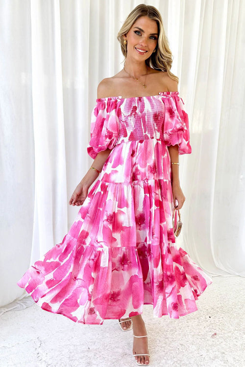 Just Feels Right Smocked Puff Sleeve Maxi Dress