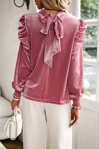 Completely Captivated Velvet Tie-Back Long Sleeve Top