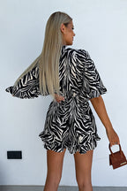 Affection In The Air Printed Tie-Front Romper