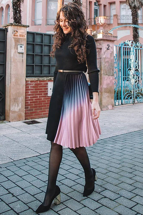 Love Story That Wows Pleated Belted Knit Dress