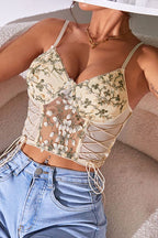 Best Evening Ever Strap Lace Bustier Crop Top