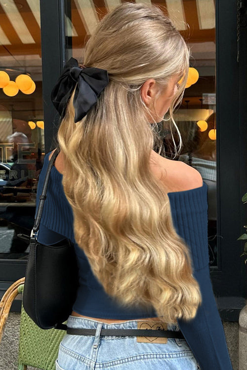 Endearing Appeal Ribbed Knit Off-the-Shoulder Top