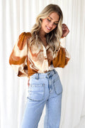 Help You Out Print Collared Long Sleeve Top