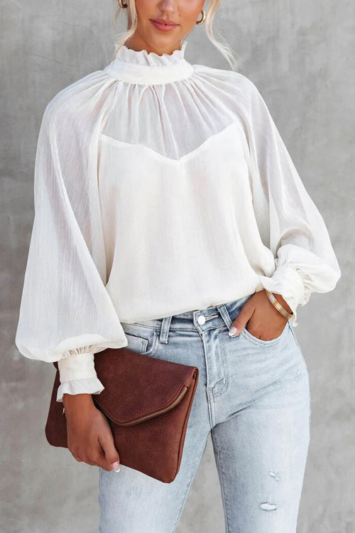 Reverie Of The Day Smocked Statement Sleeve Top