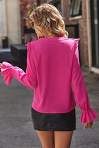 Open Your Eyes Ruffled Button Down Top