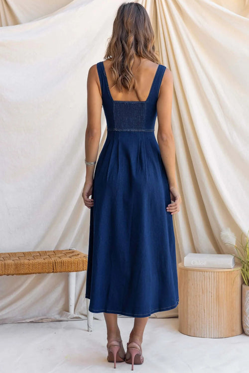 Didi Corset Bodice Denim Midi Dress