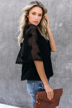 Delightful Time Swiss Dot Half Sleeve Top