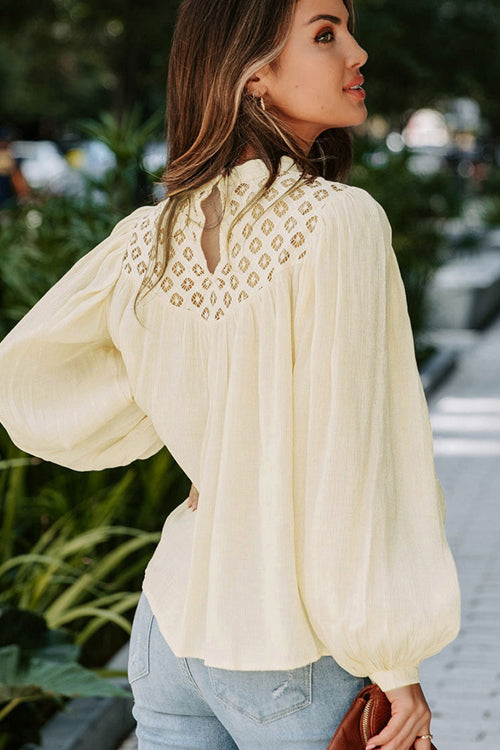 Romance-Inspired History Lace Balloon Long Sleeve Top