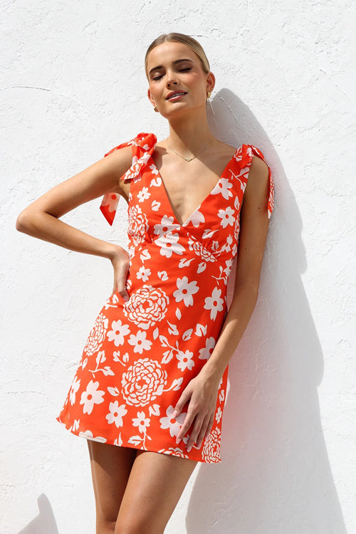 Your Charmer Print Tie-Strap Mini Dress