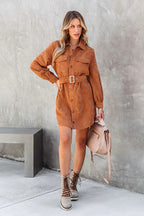 Catch Your Self Corduroy Button Up Mini Dress