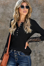 In The Spotlight Ribbed Lace Long Sleeve Top