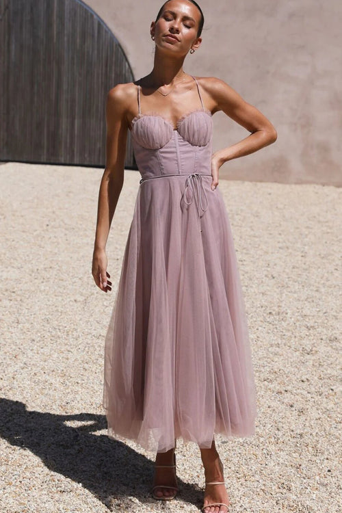 Rare Radiance Tulle Backless Midi Dress - 8 Colors