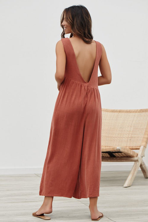 Always Thriving V-back Casual Tank Jumpsuit