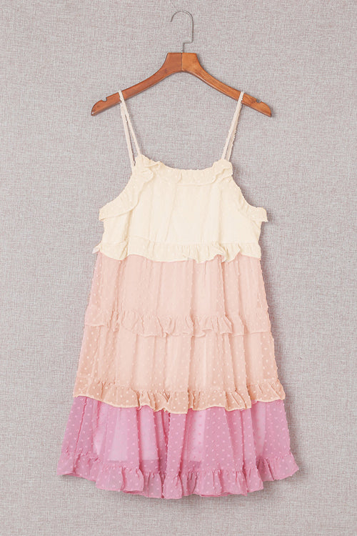 Flow Of Affection Pink Swiss Dot Layered Mini Dress