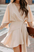 Feminine Affection Cape Short Sleeve Wrap Mini Dress