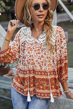 Summer Escape Lace Boho Print Top