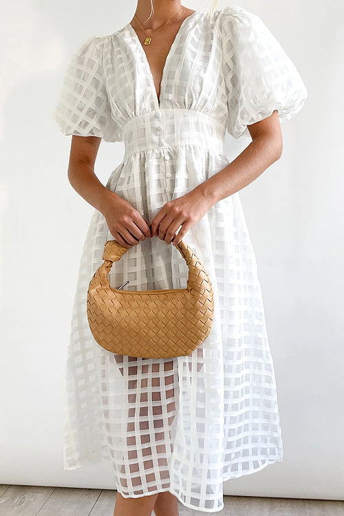 Garden Of Love Story Puff Sleeve Midi Dress - 9 Colors