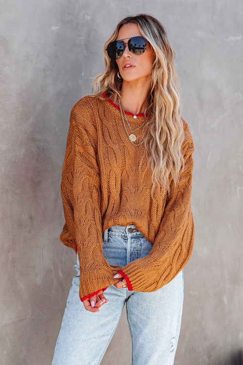 Just Too Delightful Cable Knit Sweater