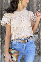 Getting Closer Hollow-Out Short Sleeve Top