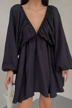 Mood So Delightful V-neck Long Sleeve Mini Dress - 7 Colors