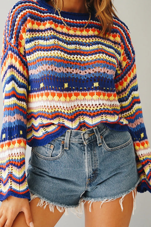 Let's Get Away Colorful Stripe Knit Sweater