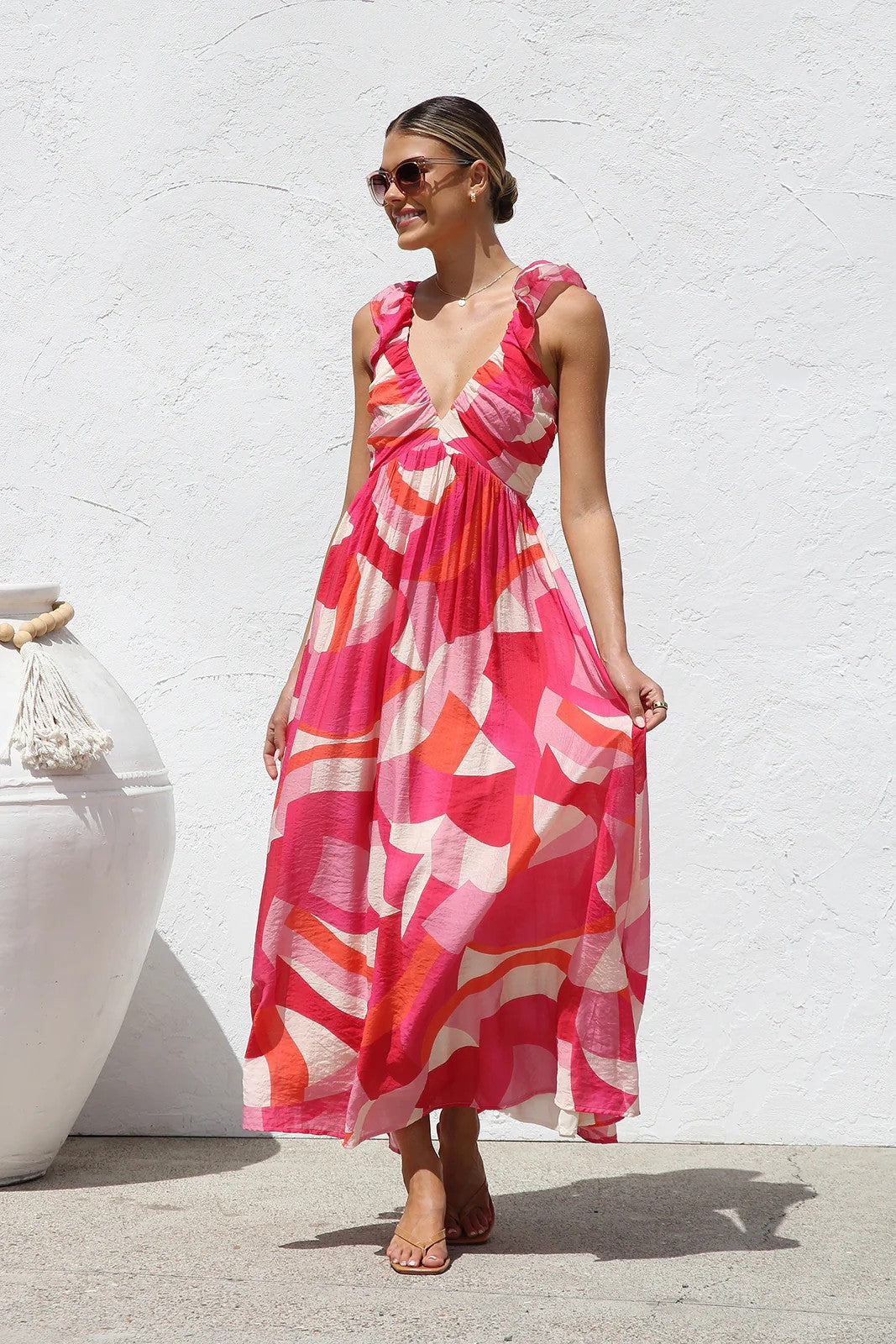 Delightful At Heart Floral Print Maxi Dress - Pink