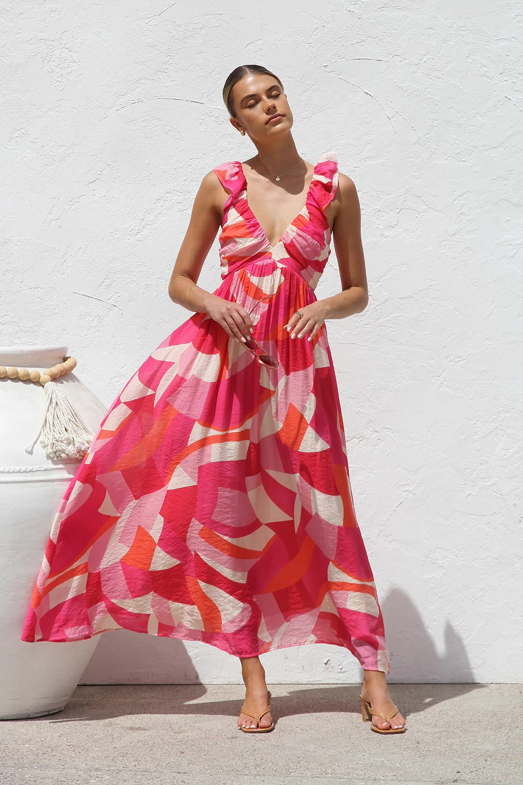 Delightful At Heart Floral Print Maxi Dress - Pink