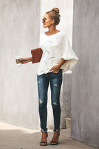 Petal Bat-wing Sleeve Oversized Knit Sweater