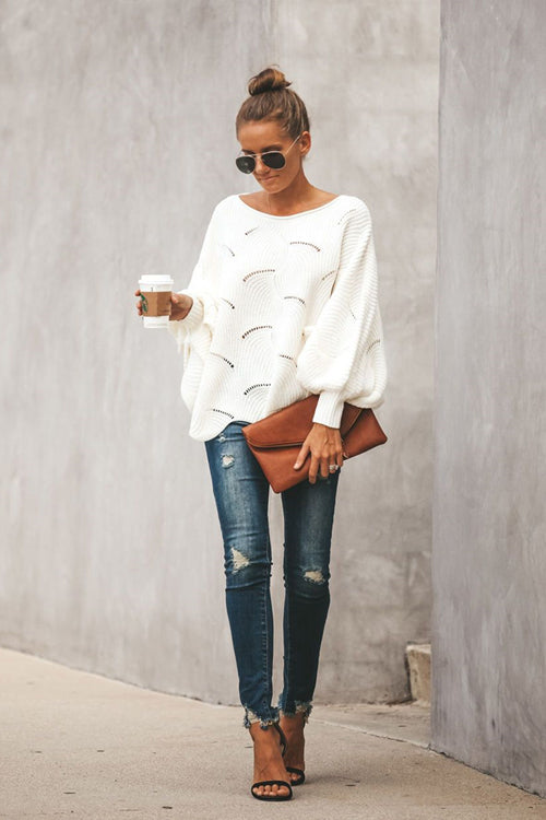 Petal Bat-wing Sleeve Oversized Knit Sweater