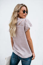 Not So Secret Lace Overlay Ruffle Top