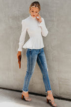Livin' Breezy High Neck Pleated Chiffon Top