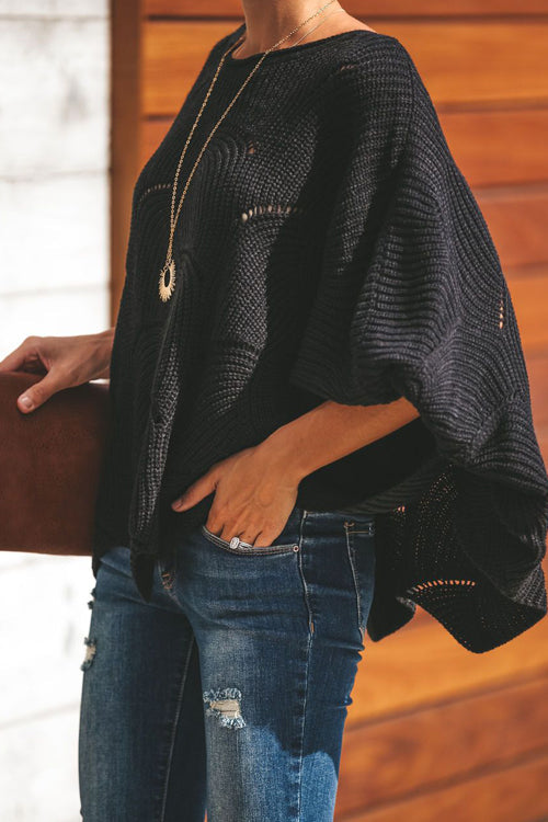 Petal Bat-wing Sleeve Oversized Knit Sweater