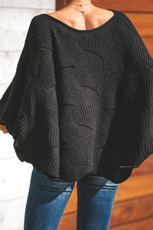 Petal Bat-wing Sleeve Oversized Knit Sweater