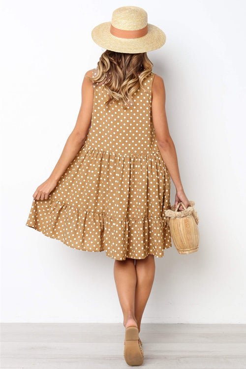 Golden Glow and Smiles Dot A-line Mini Dress
