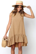 Golden Glow and Smiles Dot A-line Mini Dress