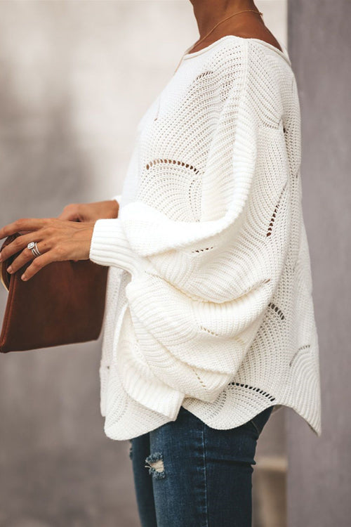 Petal Bat-wing Sleeve Oversized Knit Sweater