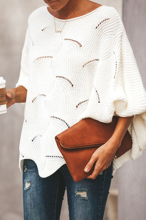 Petal Bat-wing Sleeve Oversized Knit Sweater
